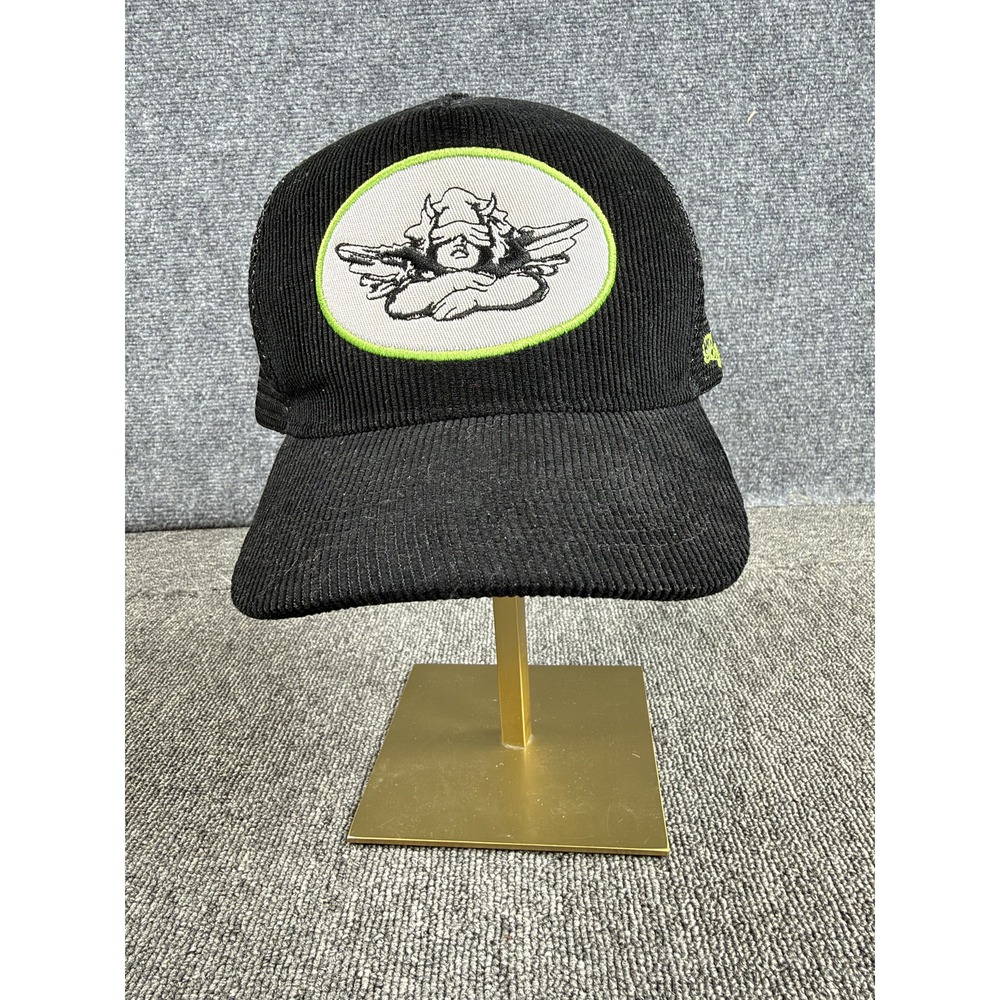 Boys Lie Hat Cap Snap Back Womens Adjustable Black Corduroy Angel Mesh Trucker